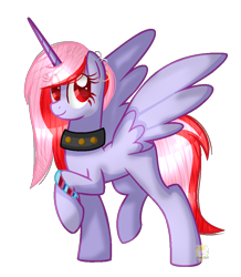 Size: 854x980 | Tagged: safe, artist:angellightyt, imported from derpibooru, oc, oc only, alicorn, pony, alicorn oc, base used, bracelet, choker, ear piercing, earring, eyelashes, female, horn, jewelry, mare, piercing, raised hoof, simple background, solo, spiked choker, transparent background, wings