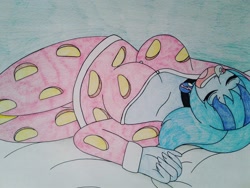 Size: 2048x1536 | Tagged: safe, artist:c_w, artist:crovetis, imported from derpibooru, sonata dusk, human, equestria girls, breasts, busty sonata dusk, clothes, female, pajamas, sleeping, snoring, snot bubble, solo, traditional art