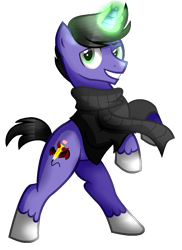 Size: 864x1184 | Tagged: safe, artist:angellightyt, imported from derpibooru, oc, oc only, pony, unicorn, base used, clothes, glowing, glowing horn, grin, horn, male, rearing, scarf, simple background, smiling, solo, stallion, transparent background, unicorn oc