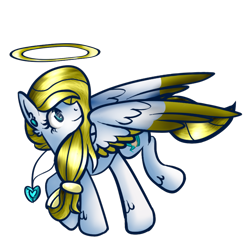 Size: 1000x1000 | Tagged: safe, artist:angellightyt, imported from derpibooru, oc, oc only, oc:angel light, pegasus, pony, colored wings, ear piercing, eyelashes, female, halo, jewelry, looking back, mare, necklace, pegasus oc, piercing, simple background, solo, transparent background, two toned wings, wings