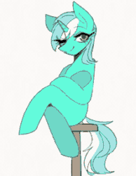 Size: 220x283 | Tagged: artist needed, source needed, safe, imported from derpibooru, lyra heartstrings, animated, crossed legs, ear twitch, lowres, meme, sitting, sitting lyra, solo, tail, tail flick