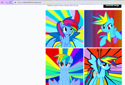 Size: 1002x686 | Tagged: safe, imported from derpibooru, rainbow dash, pegasus, pony, cool, cutout, female, machine learning generated, photo, picture of a screen, raised hoof, stable diffusion
