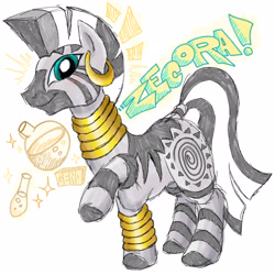 Size: 2100x2100 | Tagged: safe, artist:goreharvest, imported from derpibooru, zecora, zebra, female, high res, looking at you, mare, name, simple background, smiling, smiling at you, solo, white background