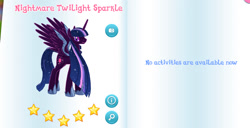 Size: 932x478 | Tagged: safe, imported from derpibooru, screencap, twilight sparkle, alicorn, gameloft, my little pony: magic princess, nightmarified