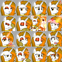 Size: 1997x1998 | Tagged: safe, artist:amgiwolf, imported from derpibooru, daybreaker, oc, oc:aurora shinespark, alicorn, pony, unicorn, blah blah blah, bored, confused, cross-popping veins, crying, disgusted, ear piercing, earring, emanata, emotes, eyeshadow, facehoof, female, fire magic, frizzy hair, furious, glass, happy, horn, jewelry, looking at you, magic, magic aura, makeup, mare, no source available, onomatopoeia, piercing, praying, question mark, scared, simple background, singing, sipping, sleeping, sound effects, startled, unicorn oc, wine glass, zzz