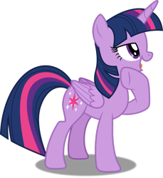 Size: 855x935 | Tagged: source needed, safe, artist:dashiesparkle, imported from derpibooru, twilight sparkle, alicorn, pony, folded wings, hoof on chin, looking up, open mouth, purple eyes, raised hoof, shadow, simple background, solo, standing, thinking, transparent background, twilight sparkle (alicorn), wings