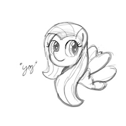 Size: 960x960 | Tagged: safe, artist:marzipun, imported from derpibooru, fluttershy, pegasus, pony, female, solo, spread wings, wings, yay