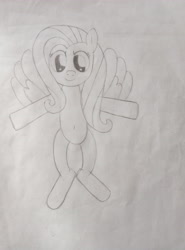 Size: 3120x4208 | Tagged: safe, artist:xuf, imported from derpibooru, fluttershy, pegasus, pony, female, flying, mare, monochrome, solo, traditional art