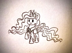 Size: 1986x1481 | Tagged: safe, artist:lunadorable, imported from derpibooru, princess celestia, alicorn, pony, cute, cutelestia, jewelry, monochrome, pencil drawing, regalia, sketch, solo, traditional art