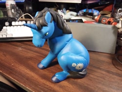 Size: 4672x3504 | Tagged: safe, artist:prince_polaris, imported from derpibooru, oc, oc:(prince)polaris, unicorn, black mane, blue fur, ceramic, ceramic pony, painted, photo