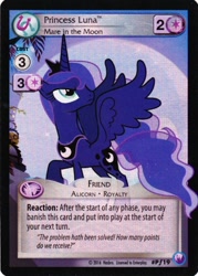 Size: 344x480 | Tagged: safe, imported from derpibooru, princess luna, pony, enterplay, merchandise, moon, solo, trading card