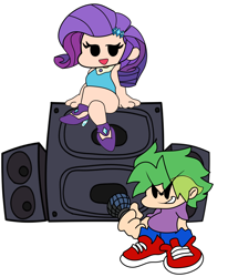 Size: 3000x3481 | Tagged: safe, artist:saulazuli, imported from derpibooru, rarity, spike, human, boyfriend (friday night funkin), chibi, female, friday night funkin', girlfriend (friday night funkin), humanized, male, microphone, radio, shipping, simple background, sparity, speaker, straight, white background