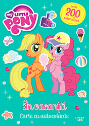 Size: 265x376 | Tagged: safe, imported from derpibooru, applejack, pinkie pie, earth pony, pony, book, my little pony logo, romanian