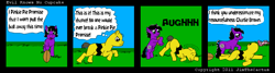 Size: 900x240 | Tagged: safe, artist:jimthecactus, imported from derpibooru, pinkie pie, earth pony, pony, american football, augh, charlie brown, comic, crossover, dialogue, duo, female, lucy, male, mare, peanuts (comic), pinkie promise, ponified, sports, stallion, thought bubble, tied up