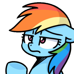 Size: 500x500 | Tagged: safe, artist:sugar morning, imported from derpibooru, rainbow dash, pegasus, pony, animated, annoyed, bust, facehoof, facepalm, female, gif, mare, reaction image, simple background, solo, sugar morning's facehoofs, transparent background