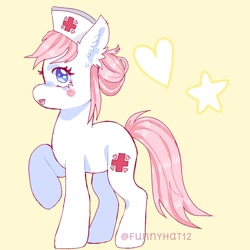 Size: 1000x1000 | Tagged: safe, artist:funnyhat12, imported from derpibooru, nurse redheart, earth pony, pony, simple background, solo