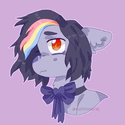 Size: 1500x1500 | Tagged: safe, artist:funnyhat12, imported from derpibooru, oc, oc only, earth pony, pony, bowtie, bust, portrait, simple background, solo