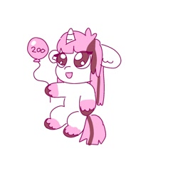 Size: 1500x1500 | Tagged: safe, artist:funnyhat12, imported from derpibooru, oc, oc only, oc:strawberry smoothie (funnyhat12), pony, unicorn, chibi, simple background, solo, white background