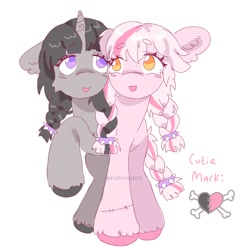 Size: 1500x1500 | Tagged: safe, artist:funnyhat12, imported from derpibooru, oc, oc only, earth pony, pony, undead, unicorn, zombie, zombie pony, conjoined, conjoined twins, simple background, solo, white background