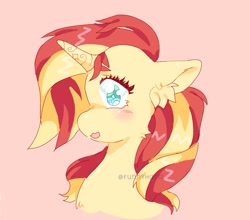 Size: 1203x1060 | Tagged: safe, artist:funnyhat12, imported from derpibooru, sunset shimmer, pony, unicorn, bust, portrait, profile, simple background, solo
