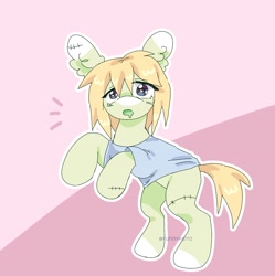 Size: 1799x1805 | Tagged: safe, artist:funnyhat12, imported from derpibooru, oc, oc only, earth pony, pony, undead, zombie, zombie pony, clothes, gradient background, shirt, solo