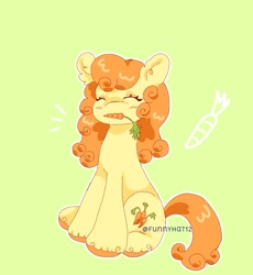 Size: 1657x1805 | Tagged: safe, artist:funnyhat12, imported from derpibooru, carrot top, golden harvest, earth pony, simple background, sitting, solo