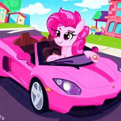 Size: 1024x1024 | Tagged: safe, imported from derpibooru, pinkie pie, pony, ai content, ai generated, car, female, lamborghini, mare