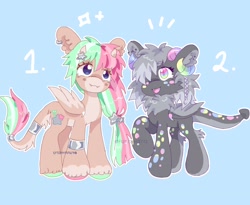 Size: 2048x1676 | Tagged: safe, artist:funnyhat12, imported from derpibooru, oc, oc only, dracony, dragon, hybrid, pony, adoptable, duo, simple background