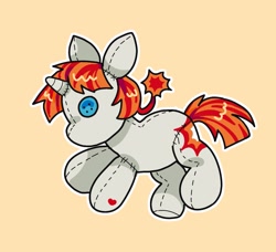 Size: 1405x1280 | Tagged: safe, artist:funnyhat12, imported from derpibooru, oc, oc only, oc:wow factor, pony, unicorn, adoptable, plushie, pony plushie, simple background, solo