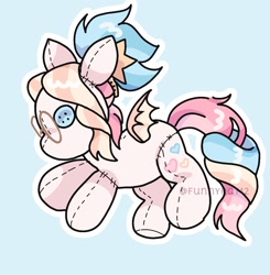 Size: 1255x1280 | Tagged: safe, artist:funnyhat12, imported from derpibooru, oc, oc only, bat pony, pony, plushie, pony plushie, simple background, solo