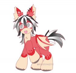 Size: 1550x1485 | Tagged: safe, artist:funnyhat12, imported from derpibooru, oc, oc only, bat pony, pony, adoptable, ear piercing, piercing, simple background, solo, white background