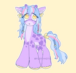 Size: 1550x1485 | Tagged: safe, artist:funnyhat12, imported from derpibooru, oc, oc only, pony, adoptable, braid, giraffe pony, simple background, solo