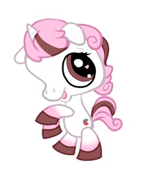 Size: 1101x1240 | Tagged: safe, artist:funnyhat12, imported from derpibooru, oc, oc only, oc:strawberry smoothie (funnyhat12), pony, unicorn, littlest pet shop, simple background, solo, style emulation, white background