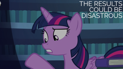 Size: 1920x1080 | Tagged: safe, edit, edited screencap, editor:quoterific, imported from derpibooru, screencap, twilight sparkle, alicorn, it isn't the mane thing about you, book, library, solo, twilight sparkle (alicorn), twilight's castle, twilight's castle library