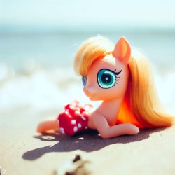 Size: 1024x1024 | Tagged: safe, imported from derpibooru, applejack, pony, ai content, ai generated, female, mare, ocean, water