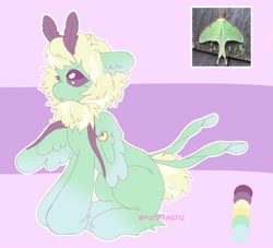 Size: 1979x1795 | Tagged: safe, artist:funnyhat12, imported from derpibooru, oc, oc only, moth, mothpony, original species, pony, adoptable, gradient background, reference sheet