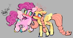 Size: 696x364 | Tagged: safe, artist:tacoscribs, imported from derpibooru, fluttershy, pinkie pie, pegasus, pony, female, flutterpie, lesbian, pegasus pinkie pie, race swap, shipping, simple background