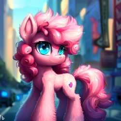 Size: 1024x1024 | Tagged: safe, imported from derpibooru, pinkie pie, pony, ai content, ai generated, city, female, mare