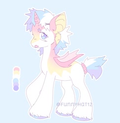 Size: 1654x1695 | Tagged: safe, artist:funnyhat12, imported from derpibooru, oc, oc only, alicorn, bat pony, bat pony alicorn, pony, adoptable, bat wings, female, horn, reference sheet, simple background, solo, wings