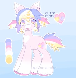 Size: 1654x1695 | Tagged: safe, artist:funnyhat12, imported from derpibooru, oc, oc only, earth pony, pony, adoptable, female, gradient background, reference sheet, solo