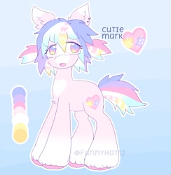 Size: 1654x1695 | Tagged: safe, alternate version, artist:funnyhat12, imported from derpibooru, oc, oc only, earth pony, pony, adoptable, female, gradient background, reference sheet, solo