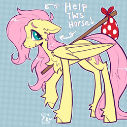 Size: 676x676 | Tagged: safe, artist:yumkandie, imported from derpibooru, fluttershy, pegasus, pony, bag, heart, heart eyes, raised hoof, shy, smiling, standing, wingding eyes