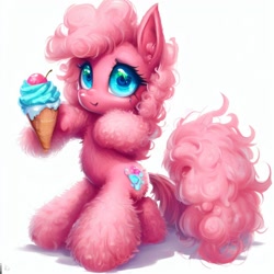 Size: 1024x1024 | Tagged: safe, imported from derpibooru, pinkie pie, pony, ai content, ai generated, female, food, ice cream, mare