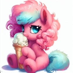 Size: 1024x1024 | Tagged: safe, imported from derpibooru, pinkie pie, pony, ai content, ai generated, female, food, ice cream, mare