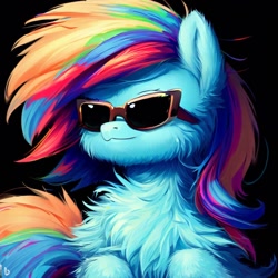 Size: 1024x1024 | Tagged: safe, imported from derpibooru, rainbow dash, pegasus, ai content, ai generated, female, mare, sunglasses