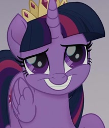 Size: 512x599 | Tagged: safe, imported from derpibooru, screencap, twilight sparkle, alicorn, my little pony: the movie, cropped, crown, jewelry, regalia, smiling, solo, twilight sparkle (alicorn)