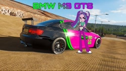 Size: 1078x606 | Tagged: safe, edit, editor:scitwisparkle42, imported from derpibooru, aria blaze, human, equestria girls, bmw, bmw m3, bmw m3 gts, car, forza horizon, forza horizon 4, game screencap, solo, video game