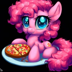 Size: 1024x1024 | Tagged: safe, imported from derpibooru, pinkie pie, ai content, ai generated, food, pizza