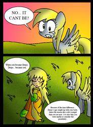 Size: 582x796 | Tagged: safe, artist:neoncabaret, imported from derpibooru, derpy hooves, oc, oc:mel, human, pegasus, pony, comic:derpy's wish, comic