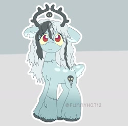 Size: 1519x1488 | Tagged: safe, artist:funnyhat12, imported from derpibooru, oc, oc only, deer, deer pony, original species, pony, undead, zombie, zombie pony, adoptable, gradient background, solo
